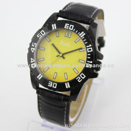Fashion watch, black case leather bands, good-quality, sport style